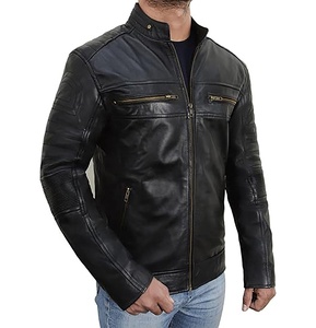 Nouveauté Veste de moto en cuir de vache de haute qualité, col montant XL avec décoration en fourrure, veste d'hiver respirante pour hommes - Product Image 2