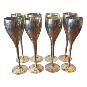 Copas de Vino de Metal Brillante Modernas, Diseño Simple de Forma Redonda, Plateadas, para Bodas y Fiestas - Product Image 2