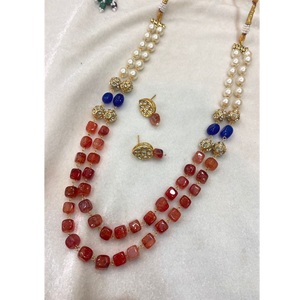 ชุดมุกมาลาสองชั้นพร้อมต่างหูน่ารักประดับลูกปัดในไข่มุกสำหรับงานปาร์ตี้งานแต่งงานงานหมั้น - Product Image 1