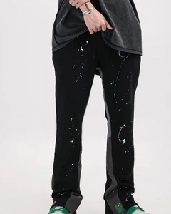 Pantalon de jogging évasé à panneaux multiples pour hommes, pantalon de survêtement Streetwear respirant à taille haute élastique pour la course et - Product Image 3