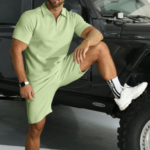 2024 Custom Logo Summer Sportsmen's Clothing Set-100% Cotton Custom Men's Short Set for Adults Running - Product Image 6