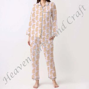 Conjunto de Pijamas de Algodón 100% para Mujer, Ropa de Dormir Suave para el Hogar, Conjunto de Pijamas de Primavera/Verano con Estampado Floral/PERSONAJE/Letra/Estampado/Vacaciones/Árbol PJ034 - Product Image 3