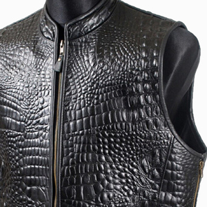 2025 vente chaude nouvelle conception sur mesure pour hommes professionnel en cuir moto gilet Crocodile Style cuir noir gilet - Product Image 3