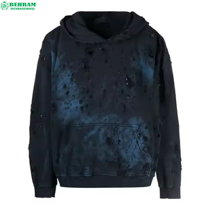 Sweat à capuche pour homme personnalisé, épais, délavé à l'acide, 100% coton, doublure polaire, coupe classique, pull-over, hiver, écologique, anti-plis - Product Image 5
