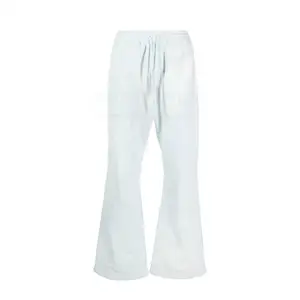Pantalones informales ligeros de algodón para hombre, pantalones transpirables de cintura alta con patrón recto, ropa de calle acampanada, pantalones para correr, cintura elástica - Product Image 1