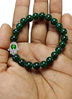 Homme et femme Jade vert Hamsa breloque main pierre perles rondes Bracelet fabricant pierres Style bijoux de mode cadeau énergétique