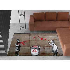 Alfombra con Diseño de Grafiti de Banksy: Arte Abstracto Moderno, Alfombra Antideslizante, Alfombra de Chenilla - Product Image 4