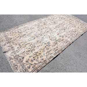 Alfombra de lana Vintage de 5,1x9,5 pies en Beige negro patrón Floral diseño de retazos rectangular hecho a mano para dormitorios de adolescentes con respaldo de látex - Product Image 2