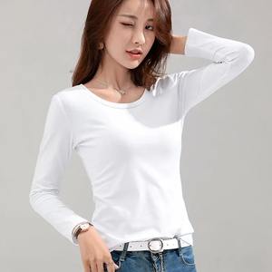 Nueva camiseta para mujer, Camiseta ajustada de algodón puro 95% para mujer, camiseta de manga larga para mujer, camisetas blancas finas para mujer, camisetas para mujer - Product Image 3