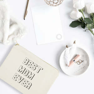 Bolsa de Cosméticos Moderna de Gran Capacidad de Lona de Algodón con la Frase 'Mejor Mamá del Mundo', Organizador de Maquillaje Portátil con Letras Holográficas, el Mejor Regalo para Mamá - Product Image 2