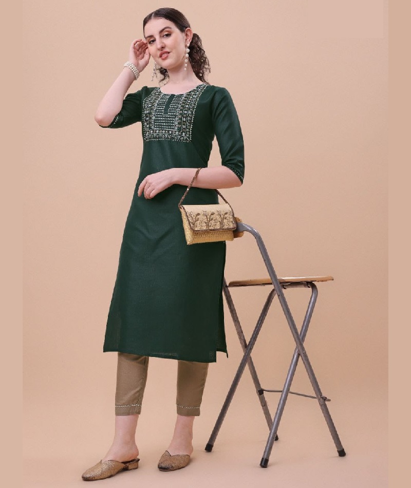 knee length dresses for ladies Cotton Salwar Suit Karachi Dress Material With Embroidery for Women –  Stilento main image 1