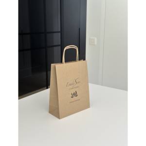 Sacs en papier kraft recyclables à poignée torsadée, imprimés offset promotionnels, 90g, 18x8x22.5cm - Product Image 4