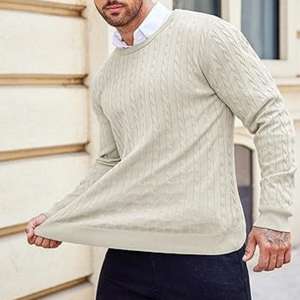 Vente en gros automne hiver chandails pour hommes avec décoration de logo sur mesure tricotés décontractés chauds élégants de haute qualité dernier cri - Product Image 4