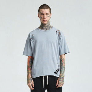 Nouvelle mode de t-shirts surdimensionnés lourds et surdimensionnés conception personnalisée vêtements demi-manches t-shirts surdimensionnés pour hommes en détresse - Product Image 4