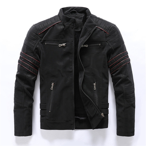 Nuevo precio barato de cuero de vaca para hombre, chaqueta de cuero PU para hombre, abrigo de cuero con múltiples bolsillos cálido de lana Vintage, prendas de vestir, chaquetas - Product Image 3