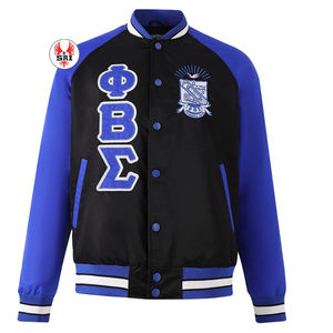 Veste bomber en satin de soie brodée avec lettres grecques et blason de la fraternité grecque Phi Beta Sigma, personnalisée - Product Image 5