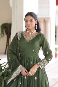Hot Selling Beautiful Designer Women's Casual Satin Suit <b>Dress</b> with Full Sleeves for Autumn Indian Pakistani Wedding Parties - Product Image 3