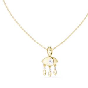 Collar con Colgante de Diamante CVD VVS-VS EF de 0.03 CT, Creado en Laboratorio, Diseño de Ojo Turco, Opciones de Oro de 18K, 14K, Oro Rosa, Amarillo y Blanco, Joyería Fina - Product Image 3