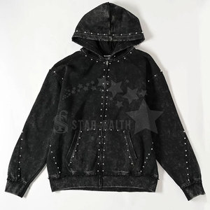 Premium Women Acid Wash Rhinestone Hoodie Transpirable Street Fashion Pullover con detalles brillantes - Product Image 5