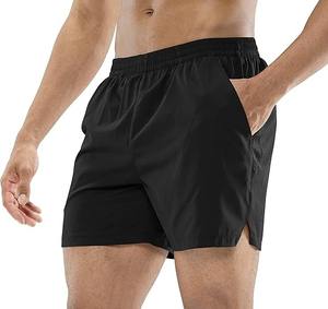 Pantalones cortos para correr de entrenamiento de secado rápido de 5 pulgadas para hombre, joggers deportivos atléticos con bolsillos, ropa activa de patrón sólido - Product Image 1