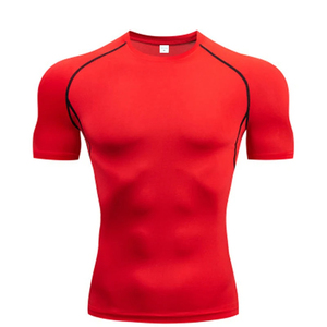 Premium hommes chemise de gymnastique Compression ajustement serré séchage rapide sport à manches courtes entraînement musculation entraînement vêtements de Fitness - Product Image 6