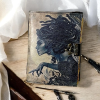 Journal en cuir A5 DND fait à la main, art de la médiévaille sombre, carnet d'art, carnet de croquis vintage, grimoire de sorcière, livre des ombres