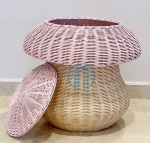 ตะกร้าหวายทำด้วยมือทำจากธรรมชาติรูปทรงเห็ดสดใสและพับเก็บได้สำหรับตกแต่งห้องครัวและห้องเด็ก - Product Image 1