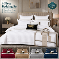 Ensembles de draps et taies d'oreiller 4 pièces en gros avec housse de couette, ensemble de literie personnalisé OEM ODM, doux et lavable pour hôtel, maison, marque privée