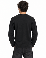 Chemise thermique à manches longues noire pour homme, motif gaufré, imprimé graphique, style streetwear, vente en gros, fabricant et fournisseur de vêtements