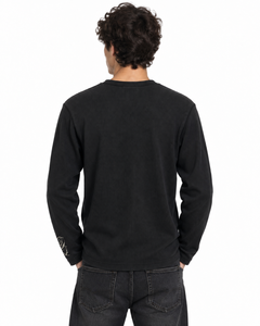 Custom <b>Mens</b> Black Waffle <b>Thermal</b> Long Sleeve <b>Shirt</b> Script Graphic Print Streetwear Tops Wholesale Clothing Manufacturer Supplier - Product Image 5