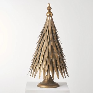 Escultura de árbol de Navidad de Metal dorado, decoración navideña elegante para mesa de sala de estar, mantel, exhibición festiva de temporada - Product Image 1