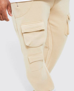 Pantalon de survêtement taille haute avec logo personnalisé Pantalon évasé vierge surdimensionné à rayures latérales en coton à carreaux avec fermeture à la taille élastique - Product Image 1