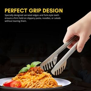 Pasta Tongs Stainless Steel Serving Tongs for Salad Spaghetti Cooking Tong Metal Kitchen Utensils for BBQ Buffet Dishwasher Safe - Product Image 4