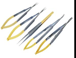 Nouveau lot de 5 ciseaux de micro-chirurgie en acier inoxydable allemand porte-aiguille droit et incurvé plus pince à suture - Product Image 3