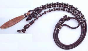 เชือกหนังแท้ถักมือพร้อมปมเชื่อมต่อสำหรับอุปกรณ์ม้า เชือกโรมาลถักมือ เชือกบังเหียนสำหรับม้า/เชือกบังเหียนแบบเชือกโรมาล-8.5 ฟุต, 52' โรมาล - Product Image 2