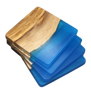 <b>Top</b> Quality Customize Coaster Customized Acacia Wood Epoxy <b>Resin</b> coaster for Glass Cup Mug for Home and Office Uses - Product Image 4
