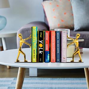 Artistic Pushing Gold Figure Bookends for Room Decor Study Table Office Desk Guest Entertaining and <b>Gifting</b> Purpose <b>Use</b> - Product Image 2