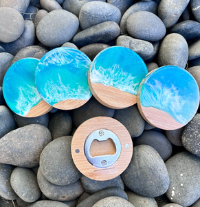 ที่เปิดขวดทำจากไม้และเรซินเครื่องมือสำหรับบาร์ที่เปิดขวดทำจากยางเรซินทรงกลมคุณภาพสูงงานฝีมือโลหะ - Product Image 1