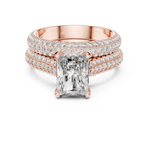 Anillo de Oro Rosa de 14K con Diamante Cultivado en Laboratorio de Corte Radiante, Estilo Vintage para Mujer |   Nuevo Diamante Cultivado Certificado por IGI de 5.20 Ct - Product Image 1