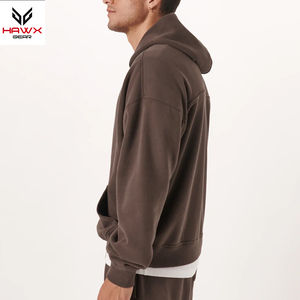 Sweats à capuche à fermeture éclair en molleton léger pour hommes du fabricant pakistanais capuche d'hiver doublée de couleur unie en relief quantité minimale de commande bas teint uni - Product Image 2
