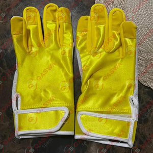 Nouveaux gants de frappe de baseball de softball professionnels en cuir jaune et blanc personnalisés pour les joueurs - Product Image 1