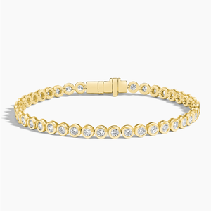 Elegante pulsera de diamantes de moissanita de corte redondo VVS chapada en oro amarillo en plata de ley S925 joyería helada para mujer - Product Image 1