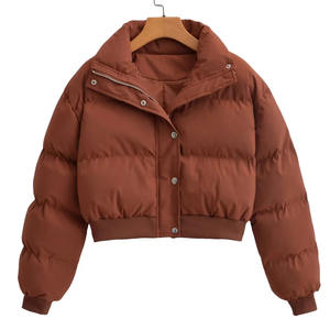 Custom Winter <b>Padding</b> Outdoor High Quality Canvas Windproof Breathable Short Bomber Jacket For <b>Women's</b> Crop Parkas Jacket - Product Image 2