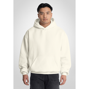 Sudadera con Capucha Extra Grande de Estilo Hip-Hop en Color Blanco Hueso, con Apliques de Pedrería y Estampado, en Felpa Francesa, Talla XL - Product Image 1
