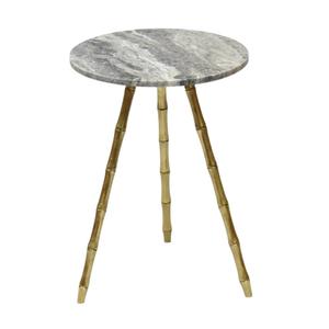 Mesa Redonda de Mármol y Aluminio con Tres Patas de Metal Acabado Dorado, Mesa Redonda de Café o Auxiliar para Muebles del Hogar - Product Image 4