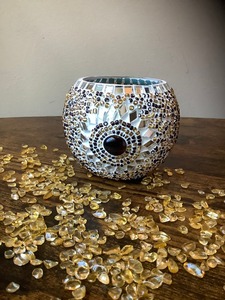 Portavelas con Acabado de Mosaico, Ideal para Decoración de Mesa de Fiesta, Diseño de Cena Nocturna, Portavelas de Cristal con Acabado de Mosaico - Product Image 5