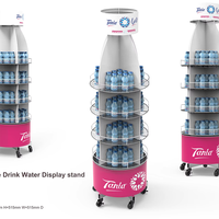 Présentoir rotatif mobile pour boissons avec roulettes, étagère de sol à 360 degrés pour supermarché et commerce de détail