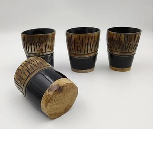 Personnalisé 10 oz buffle d'eau Viking corne à boire sculptée à la main Agate décorations en laiton moulé Animal Style vin tasse polie - Product Image 4