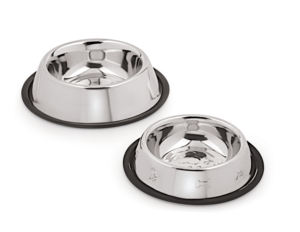 ชุดชามอาหารและน้ำสุนัขสแตนเลสแบบรักษ์โลก 2 ใบ พร้อมเคลือบโครเมียม ปลอดภัยสำหรับสัมผัสอาหาร ดีไซน์คลาสสิก - Product Image 1