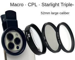 Lente para teléfono móvil de gran apertura de 52 mm, juego tres en uno, lente <span class=keywords><strong>macro</strong></span>, lente para luz nocturna, polarizador CPL, se pueden apilar - Product Image 1